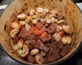 A picture of step 11 of Beef Bourguignon.