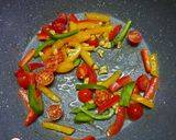 A picture of step 4 of Paneer steak with cherry tomato rice.
