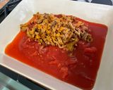 Une image de l'étape 5 de Éventails d'aubergine italienne aux deux jambons, tomates et girolles.