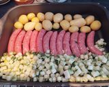 Foto del paso 7 de la receta: Salchichas o Longanizas Frescas de Pollo con Papas y Calabacín en Salsa al Roquefort