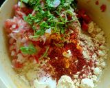 A picture of step 2 of Besan Chila with veggies.