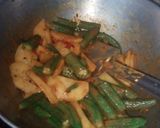 A picture of step 7 of Amchur methi okra with pasta chisel kheer.