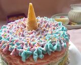Foto langkah ke 11 dari resep Unicorn MilleCrepes / Unicorn Crepes Cake.