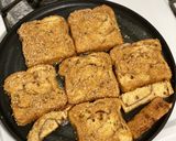A picture of step 3 of Cinnamon Toast Crunch French Toast.