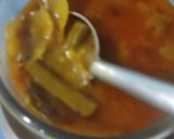 A picture of step 6 of Samai Pongal with narial chutney and Sambar.