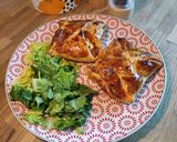 Une image de l'étape 6 de Panier feuilleté jambon, chèvre cendré, pesto rosso.