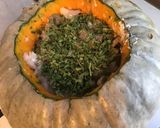 Une image de l'étape 5 de Purée de courge bernettine à la brousse corse,oignon de roscoff et persil.