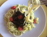 Foto del paso 5 de la receta: Keto - Fideos de zucchini (zapallito largo) con champiñones