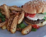 A picture of step 8 of My Hallumi Steak Burger on a seeded Brioch Bun ❤.