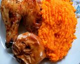 Foto del paso 5 de la receta: Pollo al horno con puré de zanahoria, zapallo y boniato