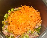A picture of step 3 of Millet porridge with bacon and vegetables in a multicooker.