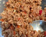 A picture of step 2 of Lebanese homemade meat pies/ Lahm bi Ajeen or Sfiha.