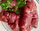 A picture of step 1 of Stuffed Horse Braciole Cooked in Tomato Sauce.