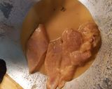 A picture of step 2 of Keto fried Chicken tenders.