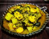 A picture of step 12 of Poi chingudi curry (Prawns cooked with basella and vegetables).