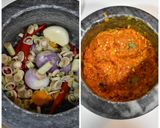 Foto langkah ke 2 dari resep Daun Ubi & Udang Masak Lemak Tempoyak.
