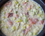 A picture of step 3 of Polenta Tart with Smoked Salmon and Leeks.