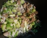A picture of step 2 of Fiber Soup with Meatball pieces of eight.