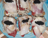 Foto del paso 6 de la receta: Tosta pimientos del piquillo con gulas, panceta y caviar
