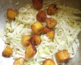 A picture of step 4 of Fried plantain with steamed cabbage and egg.