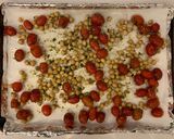 A picture of step 5 of Roasted Tofu with Chickpeas, Tomatoes and Tahini.