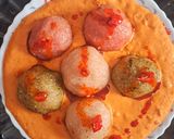 फलाहारी साबूदाना कलरफुल मोमोज़ और चटपटा सॉस रेसिपी चरण 9 फोटो