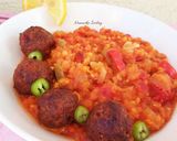 Vöröslencsefőzelék, paradicsomos húsgolyókkal recept fázis 4 fotója