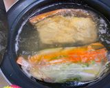 A picture of step 5 of 3 dishes cooked in 1 pot.