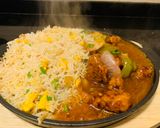 A picture of step 9 of Sizzling Garlic burnt fried rice with chicken Manchurian.