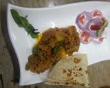 A picture of step 1 of Qeema aloo.