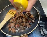A picture of step 3 of Lebanese style beef liver with pomegranate molasses.