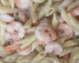 A picture of step 3 of Lemon Penne Pasta with Shrimp 🍋.
