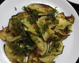A picture of step 5 of Italian marinated zucchini with broccoli cheese pattice.