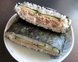 A picture of step 5 of Tonkatsu Onigirazu (Rice Sandwich).
