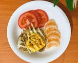 Hình bước làm 2 của món Giảm cân - eat clean: Bánh mì trứng + smoothie cải xoăn