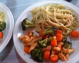 Foto del paso 4 de la receta: Spaghetti verde y salteado de pollo con verduras