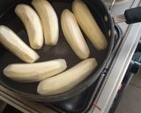 A picture of step 1 of BreakfasBoiledbananas spinach and avocado #favorite Easter dish.