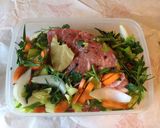 A picture of step 2 of Sauerbraten (Burgunderbraten) with Mushrooms.