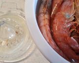 A picture of step 1 of King prawns in a brandy and lemon sauce.