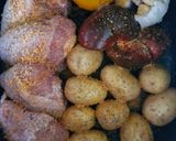 A picture of step 4 of Air Fryer Chicken and Hasselback Potatoes.