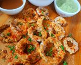 A picture of step 6 of Crispy Baked Onion Rings.