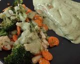 Foto del paso 6 de la receta: Pollo con crema de cilantro y verduras