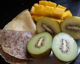 รูปขั้นตอนการทำที่ 7 ของ Chia &flax seed crape po cake and kiwi mango with syrup sauce