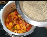 A picture of step 8 of Pulao recipe in pressure cooker.