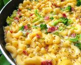 A picture of step 4 of Macaroni with Carbonara Sauce.