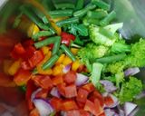 A picture of step 3 of Healthy Pasta Mayo Salad with Veggies and Feta Cheese.