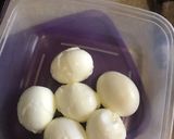 A picture of step 2 of Dumpling served with pastarized chicken stew and minty eggs.
