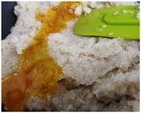 A picture of step 2 of Kesar Coconut Burfi.