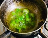 A picture of step 2 of Bhindi onion curry.