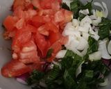 A picture of step 1 of Healthy Pachadi with spring onions, mint and sprouts.